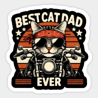 Best Cat Dad Ever Funny Cat Lover Motorcycle Rider Fathers Day Sticker